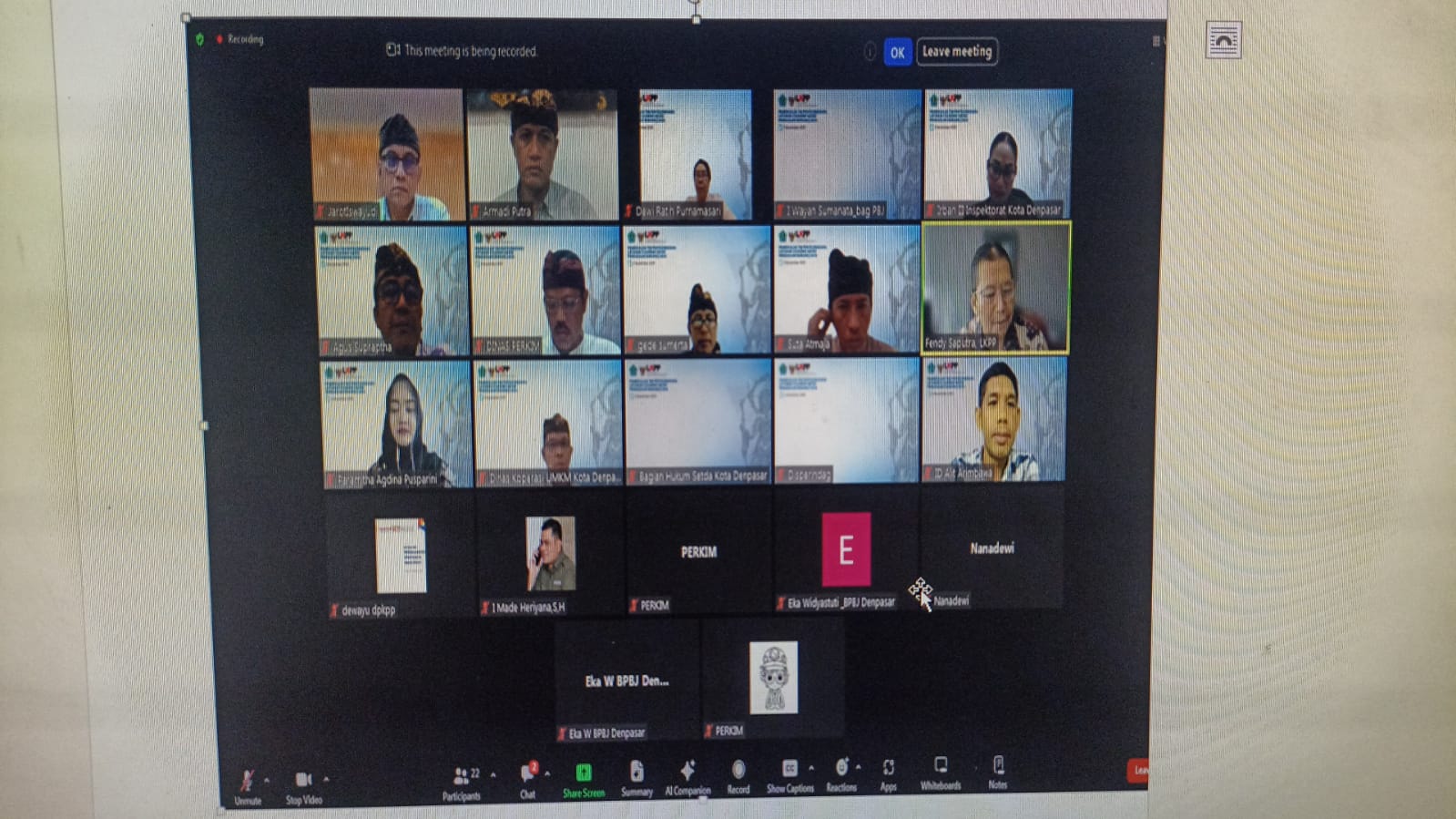 PEMBEKALAN TIM PENYELENGGARA CLEARING HOUSE PENGADAAN BARANG/JASA PEMERINTAH KOTA DENPASAR